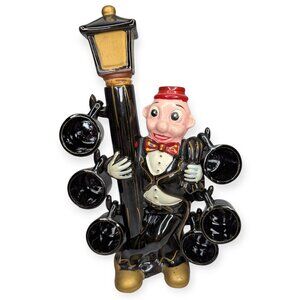 Vintage Lamppost Ceramic Figure Decanter with 6 Cups Made in Japan